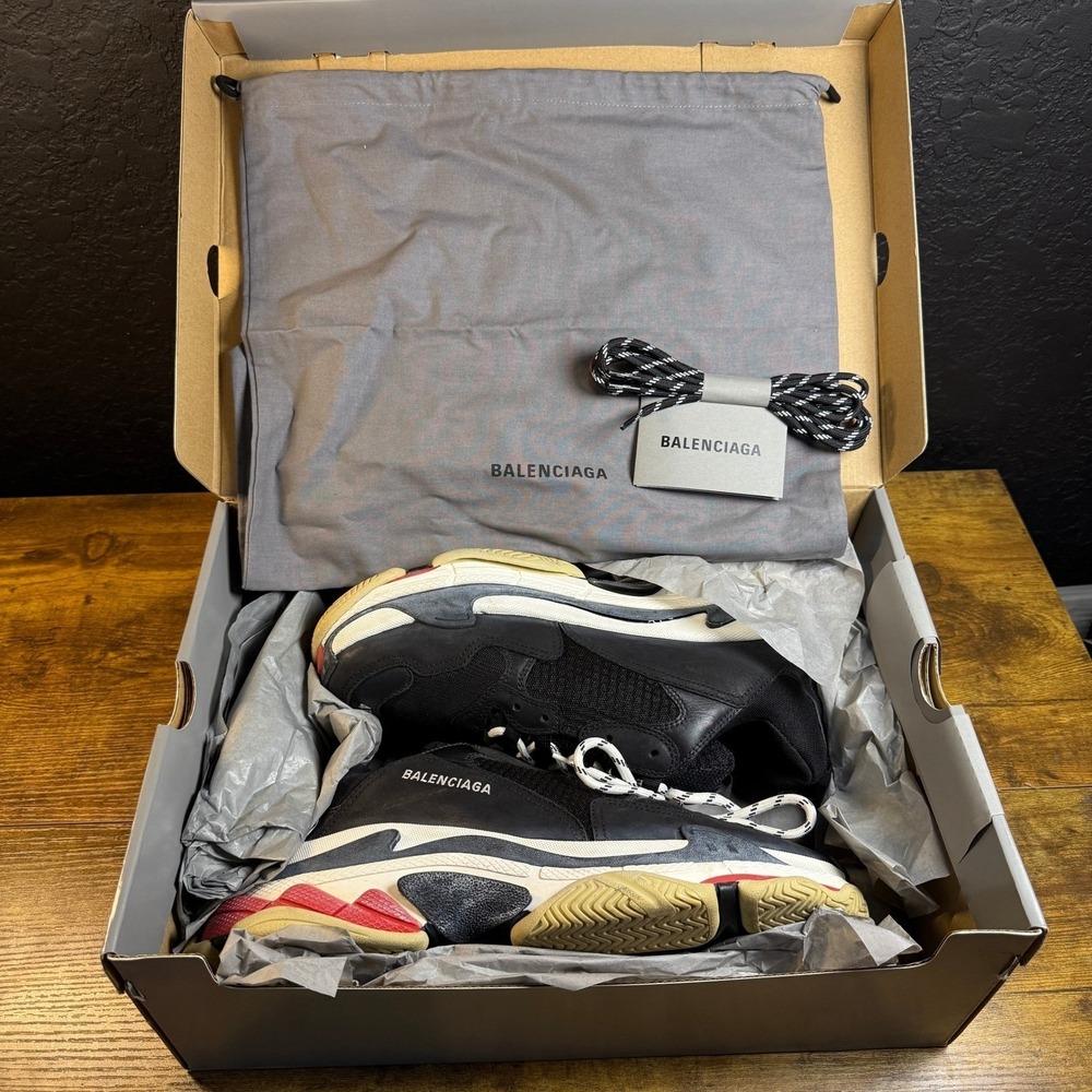 Balenciaga Triple S Black Mesh Nubuck Sneakers Mens EU 45 US 12 - Picture 8 of 11